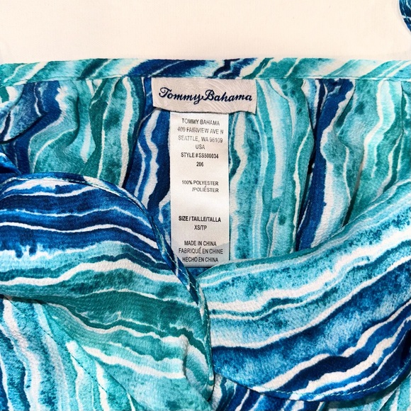 Tommy Bahama Womens Dress Teal Batiki Tiki Tambour Sleeveless Maxi Sz XS Tall - Picture 3 of 7